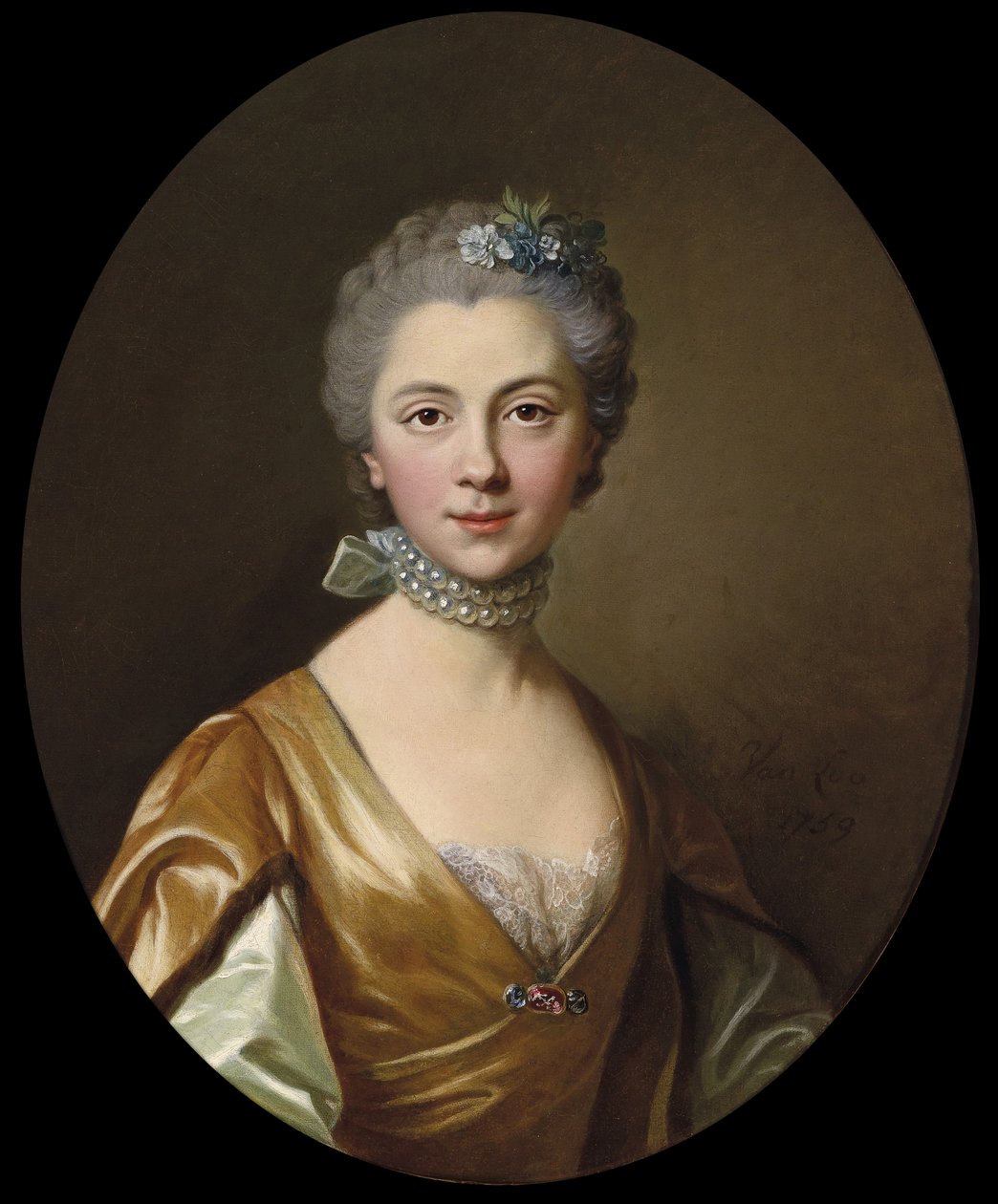 Retrato de una joven de Louis Michel van Loo