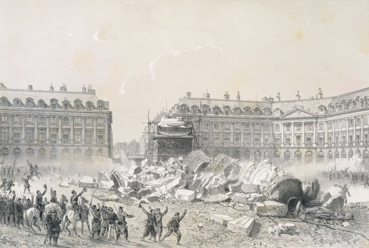La Caída de la Columna Vendôme durante la Comuna de Louis Remy Sabatier