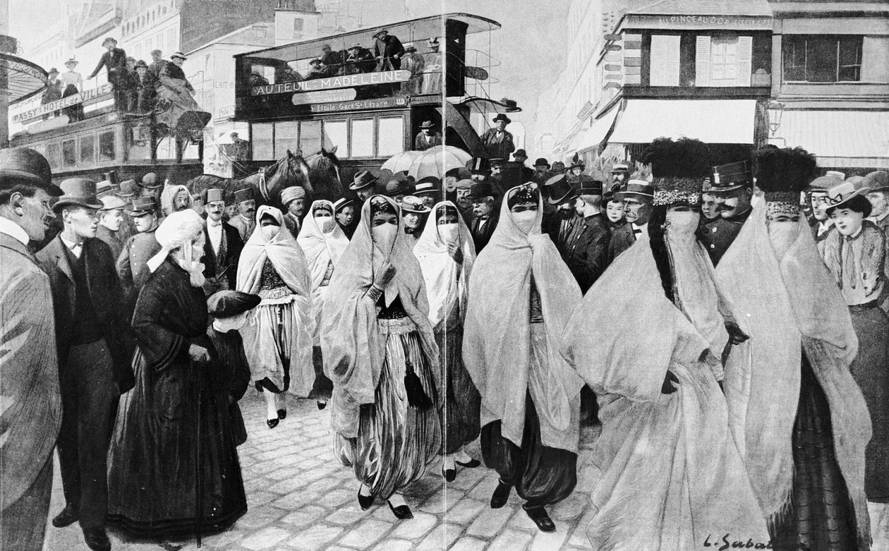 Exposición Universal: Artistas del teatro oriental regresando al Trocadero, 1900 de Louis Remy Sabattier