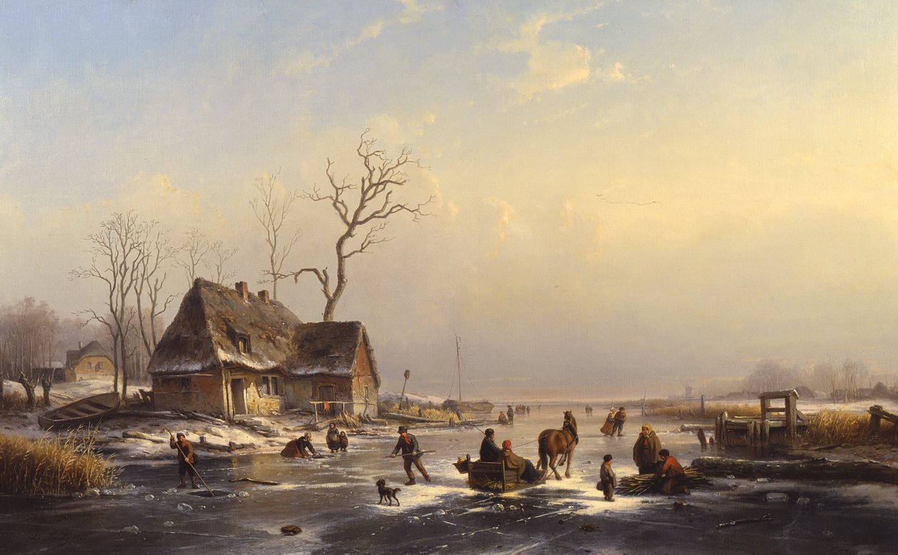 Figuras en un río congelado de Louis Smets