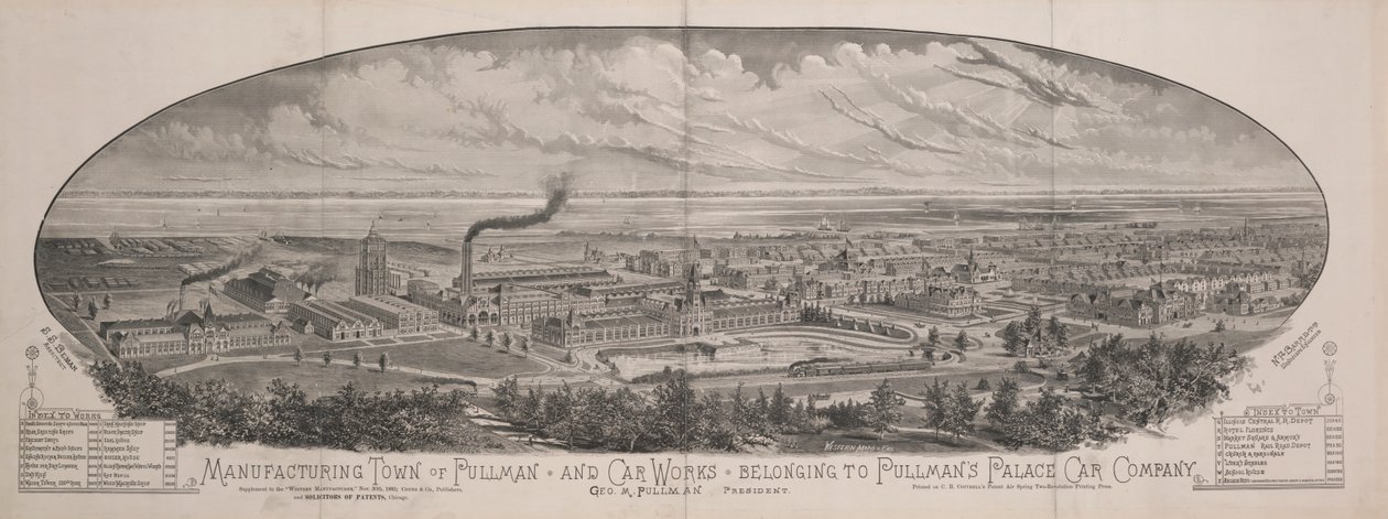 Ciudad Manufacturera de Pullman, y Fábricas de Coches Pertenecientes a la Compañía de Coches Palacio de Pullman de Louis (after) Braunhold