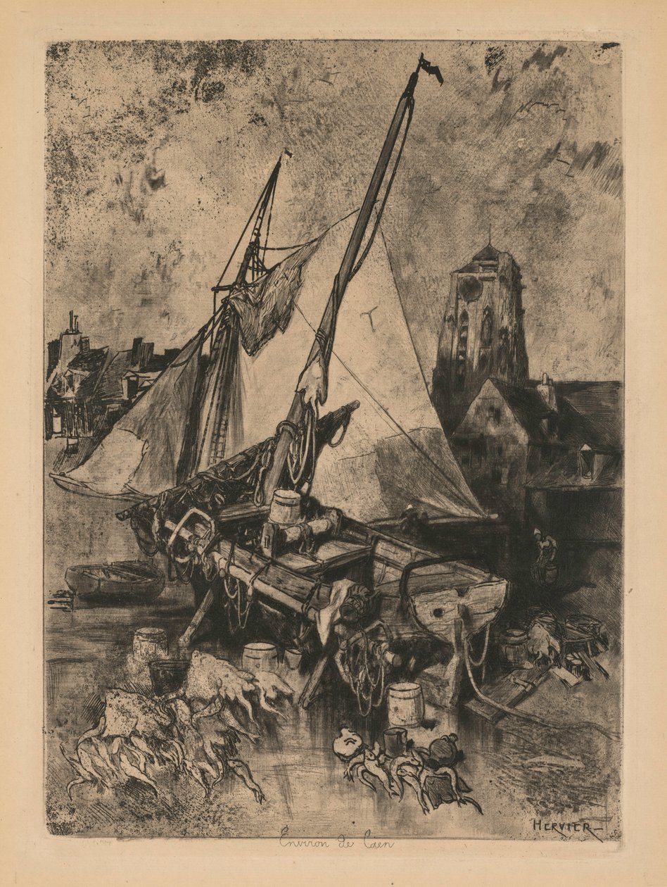 Barcos de pesca, Normandía Environ de Caen, c. 1862-1864 de Louis Adolphe Hervier