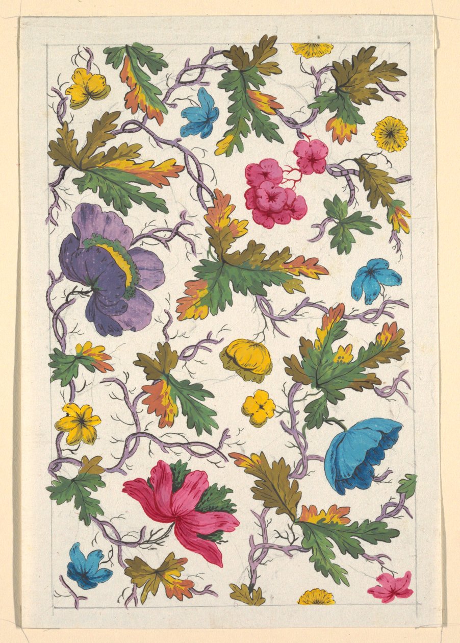 Diseño floral para textil impreso de Louis Albert DuBois