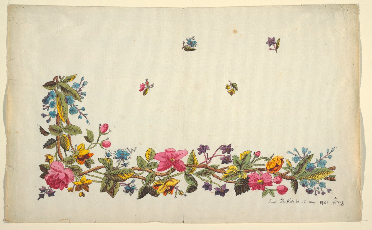 Diseño floral para textil impreso de Louis Albert DuBois