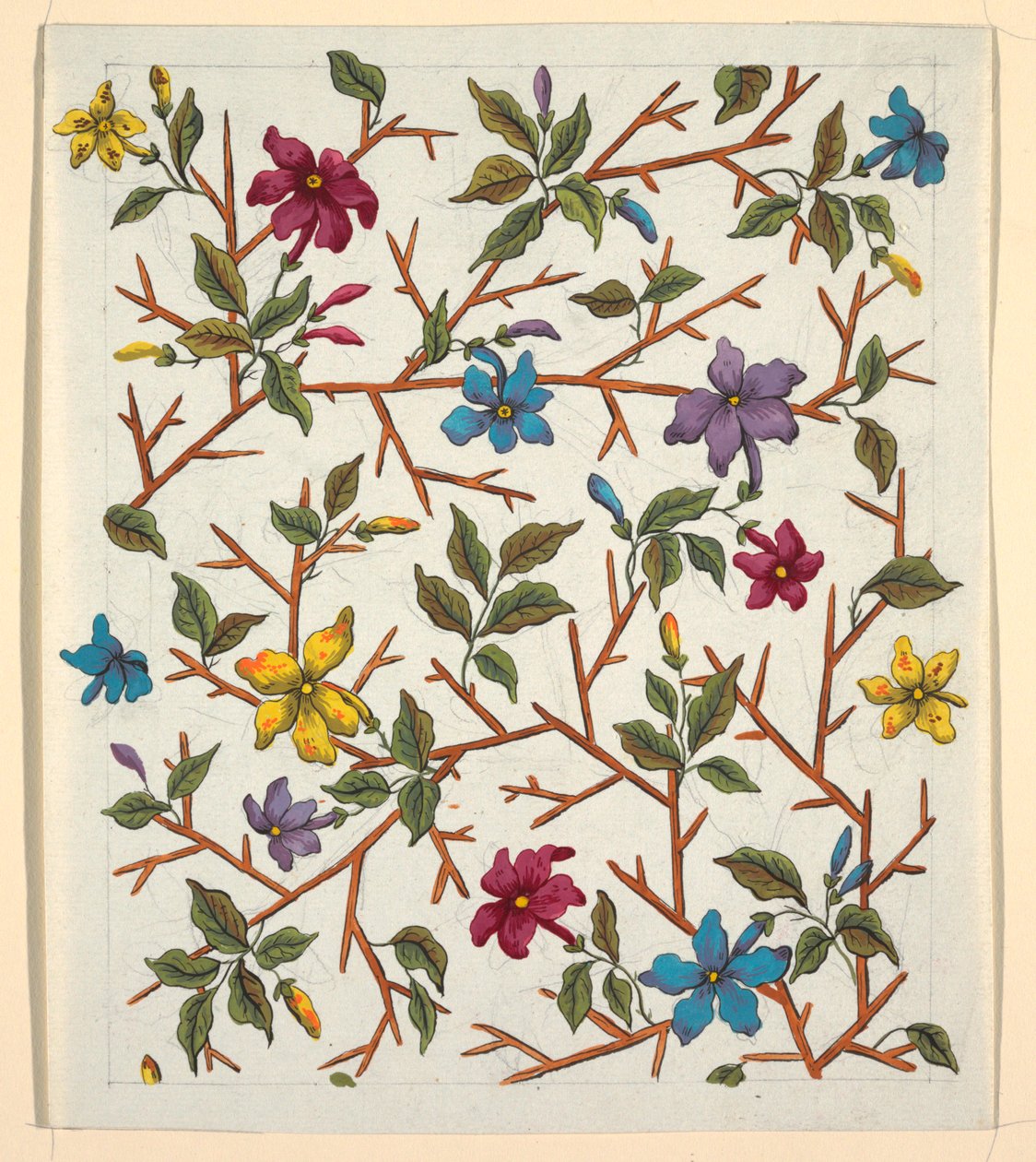 Diseño floral para textil impreso de Louis Albert DuBois