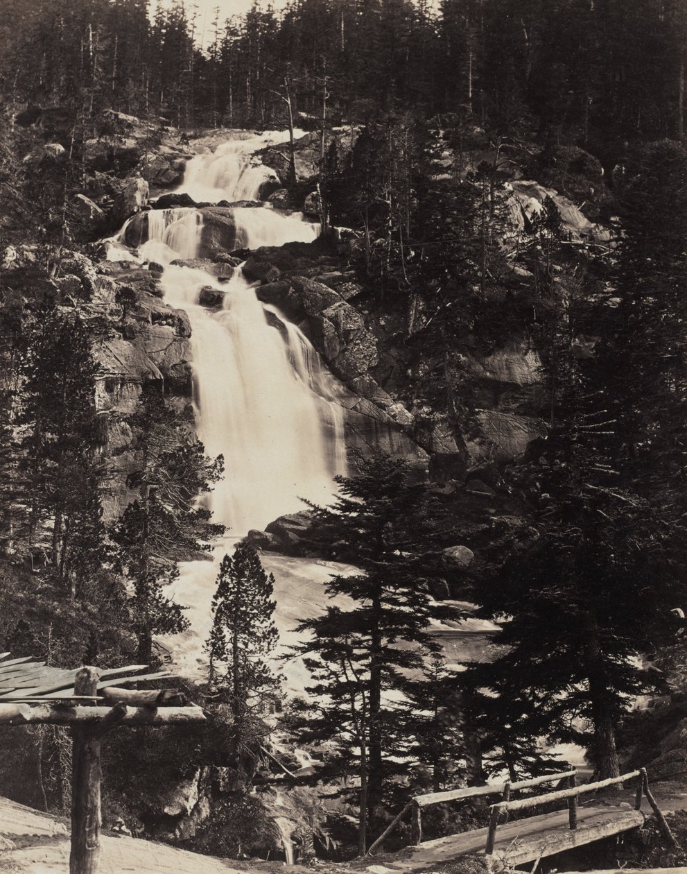 Great Upper Waterfall, High Alps de Louis Alphonse Davanne