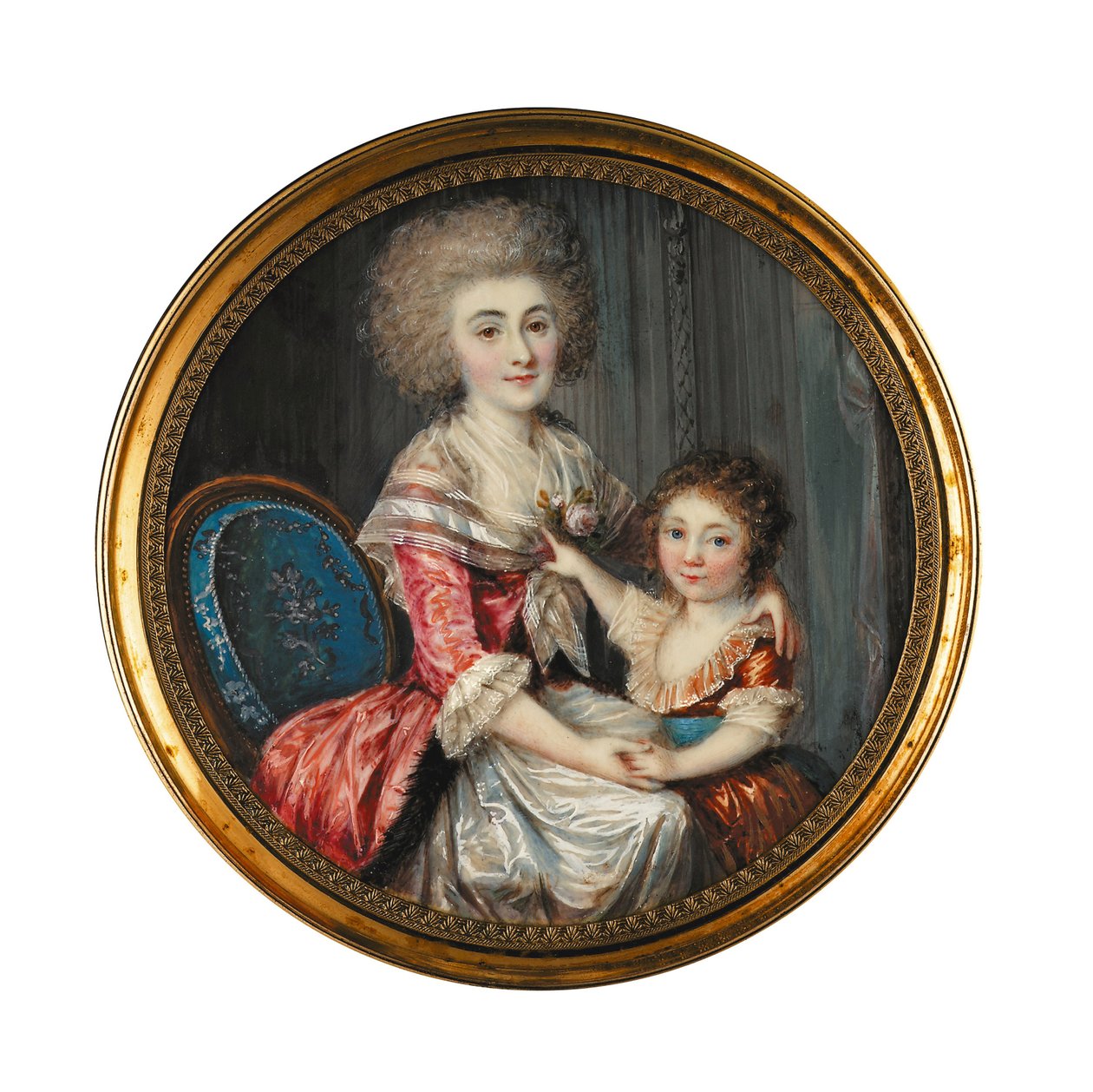 Una joven llamada Madame de Genlis, abrazando a su joven hijo de Louis Andre Fabre