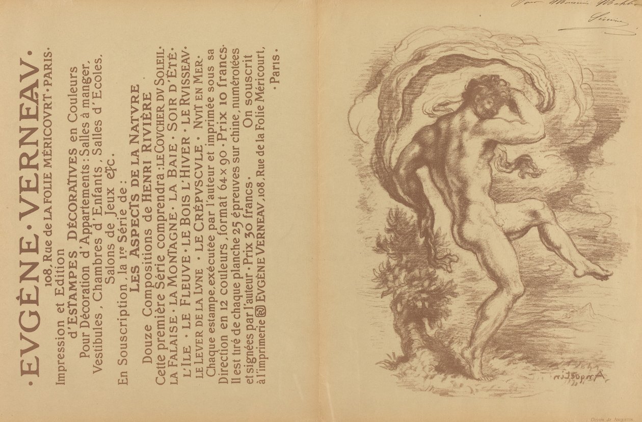 Desnudo danzante y anuncio de "Estampes décoratives" de Eugène Verneau [verso] de Louis Anquetin