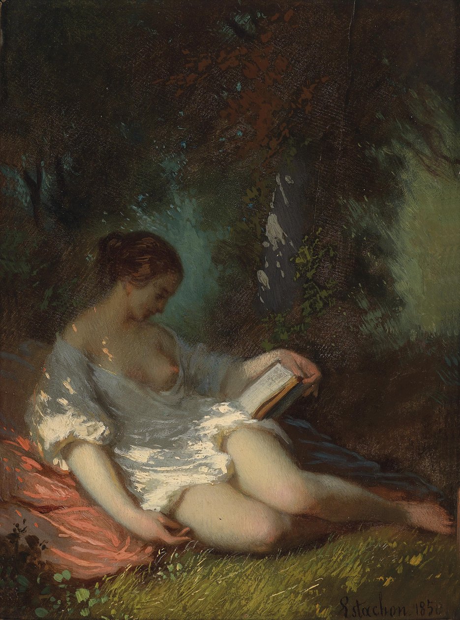 Lectura en un Paisaje de Parque de Louis Antoine Estachon