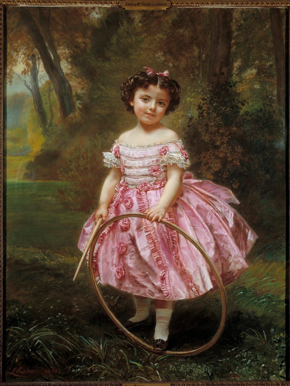 Mademoiselle Ehrler: Niña pequeña jugando con un aro de Louis Antoine Leon Riesener