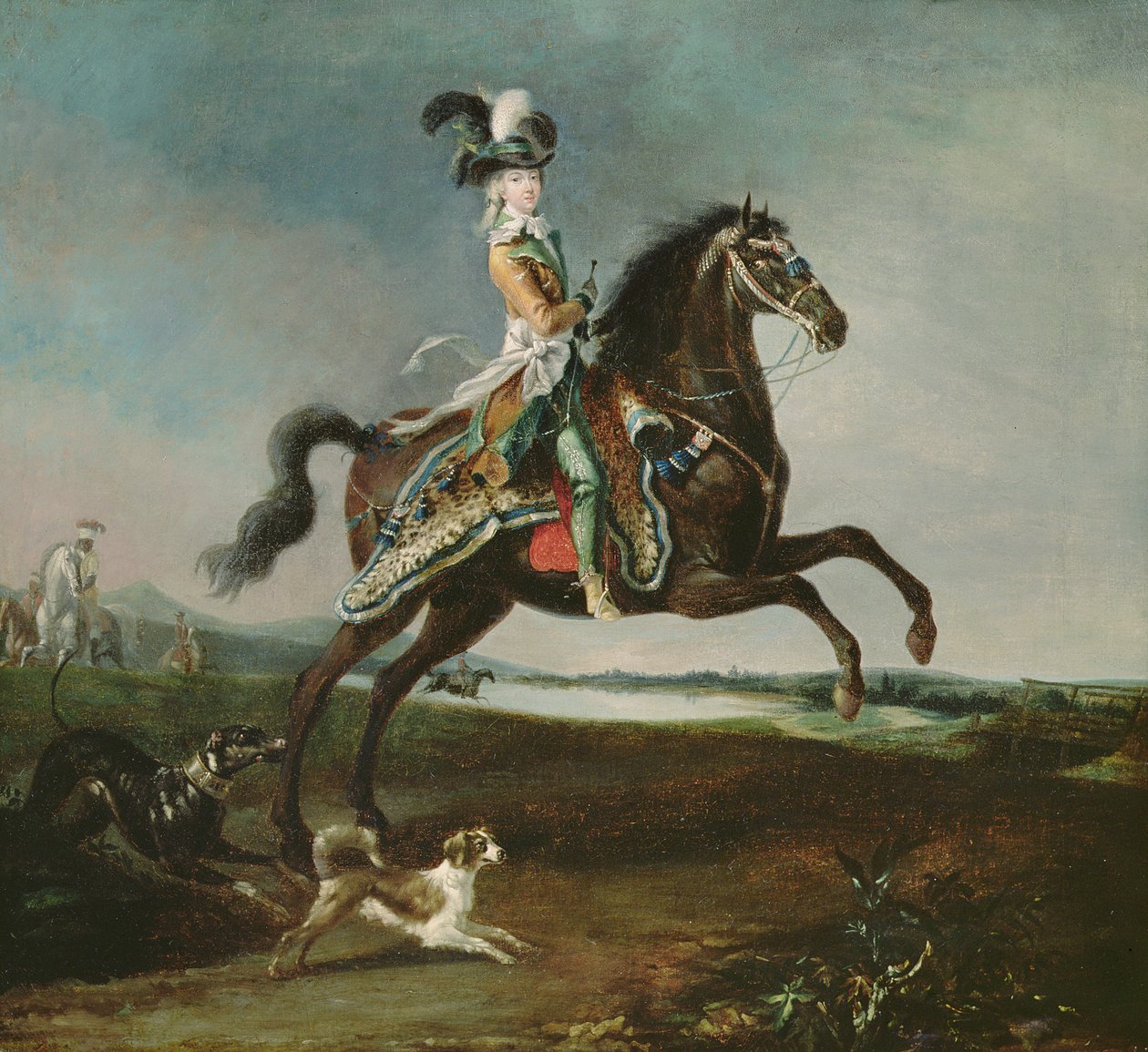 Retrato Ecuestre de María Antonieta (1755-93) en Atuendo de Caza, 1783 de Louis Auguste Brun or Brun de Versoix