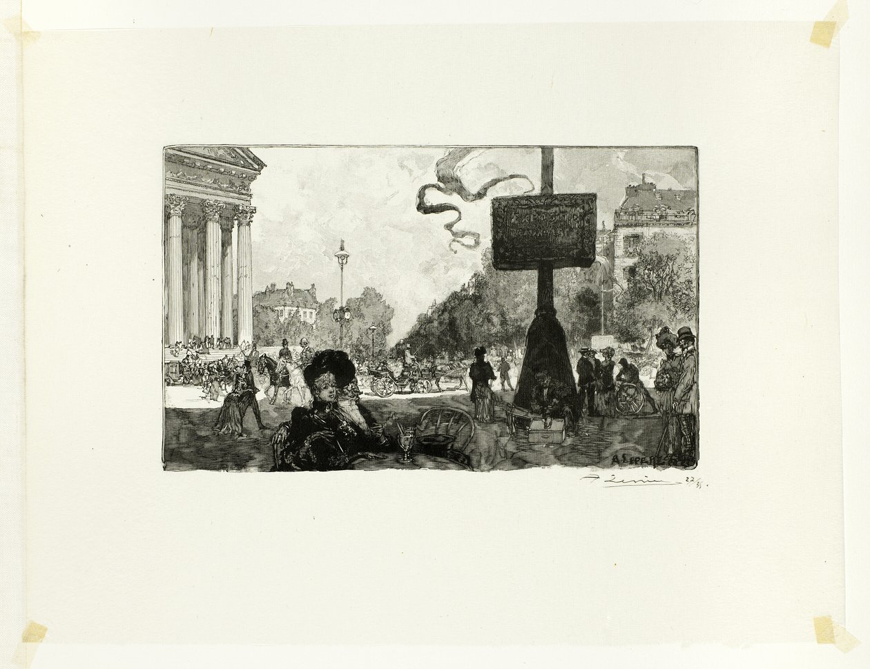 Esquina de la Rue Royale, lámina dieciséis de Le Long de la Seine et des Boulevards de Louis Auguste Lepère