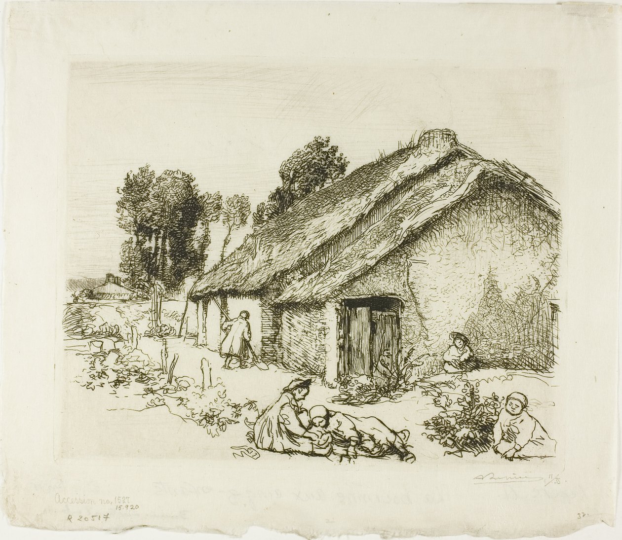 Casa rural con cinco niños de Louis Auguste Lepère