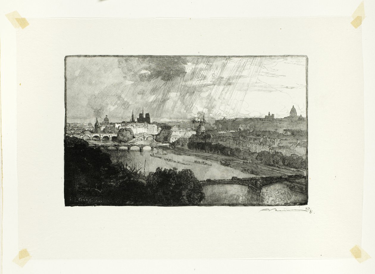 París, vista desde el Pavillon de Flore, lámina once de Le Long de la Seine et des Boulevards de Louis Auguste Lepère