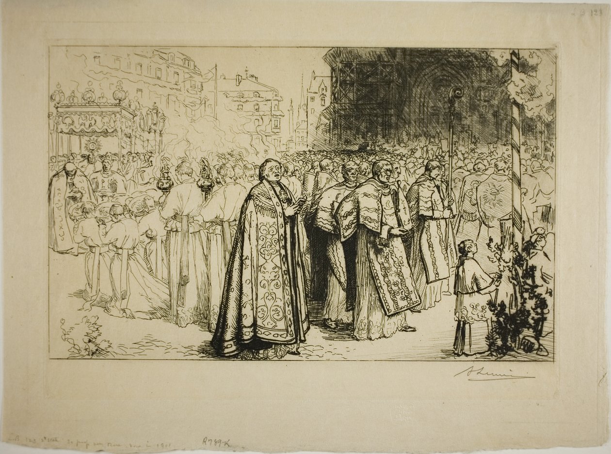 Reentrada de la procesión en la catedral de Nantes de Louis Auguste Lepère