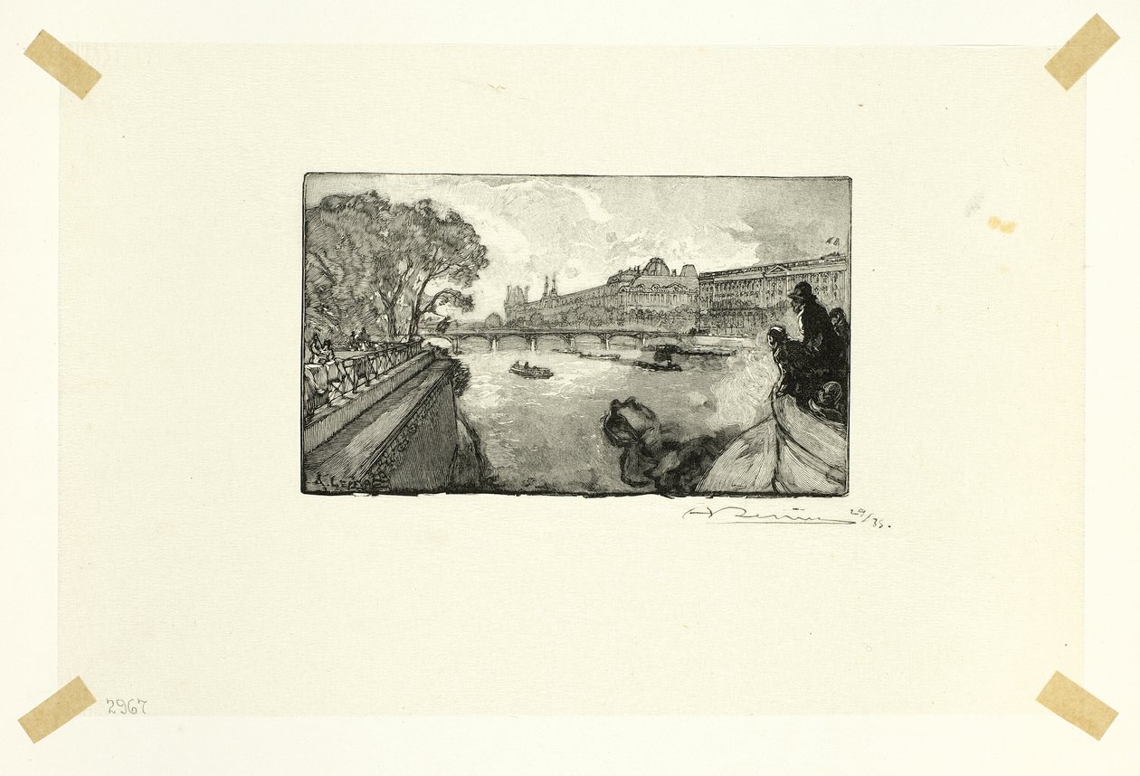 El Louvre, visto desde el Pont-Neuf, lámina trece de Le Long de la Seine et des Boulevards de Louis Auguste Lepère