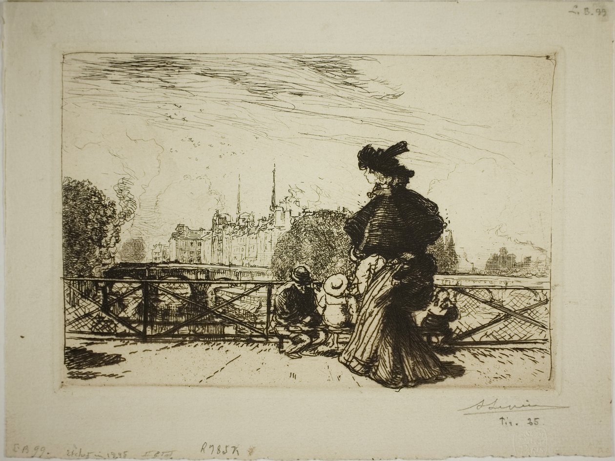 La Île de la Cité vista desde el Puente de las Artes de Louis Auguste Lepère