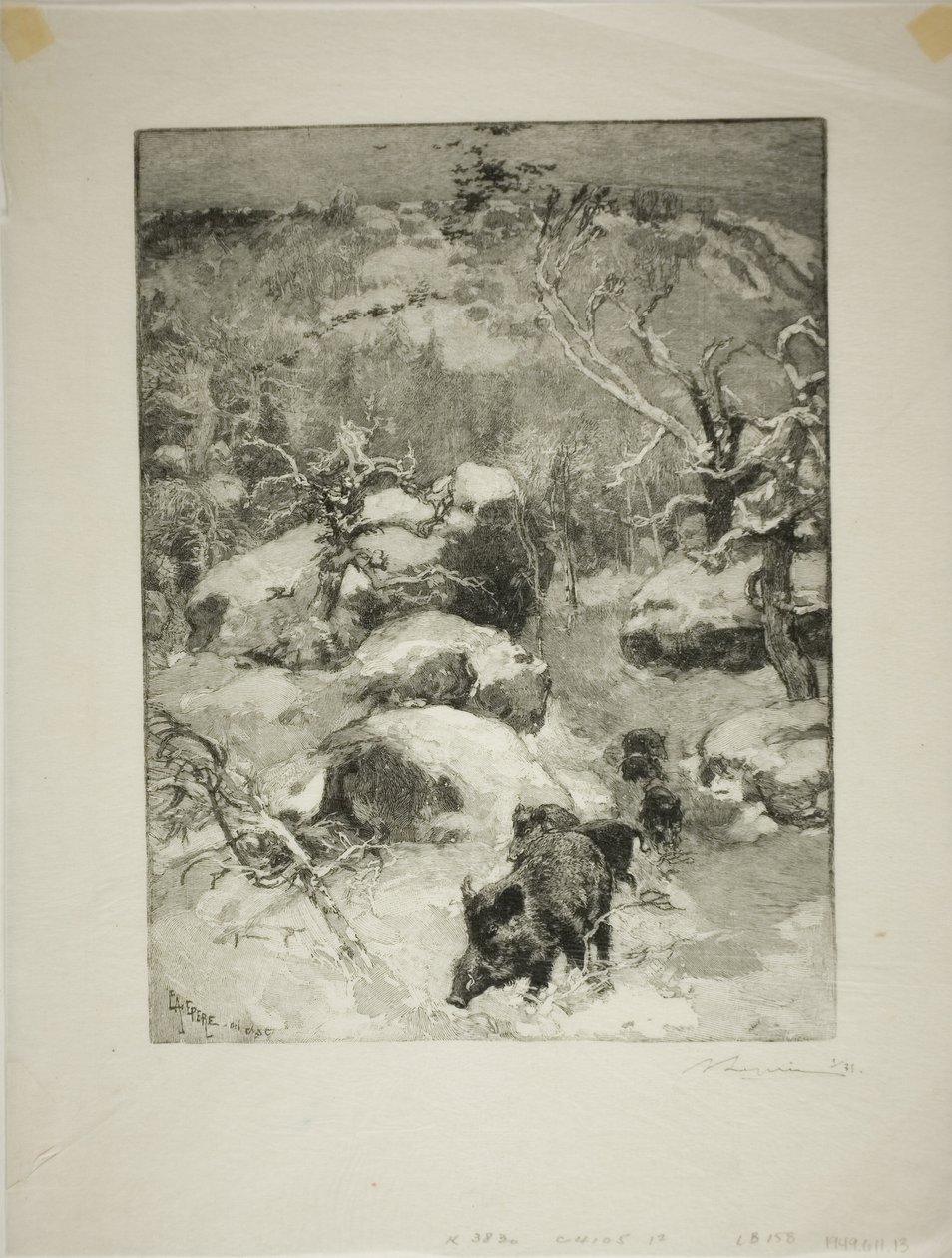 Invierno: Acantilado de Cuvier-Châtillon de Louis Auguste Lepère