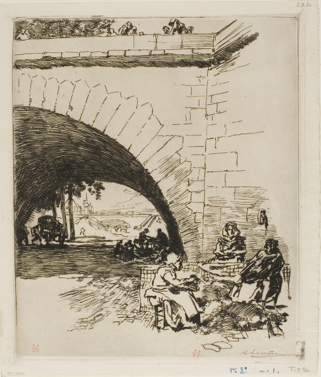 Woolcarders en Pont Marie de Louis Auguste Lepère