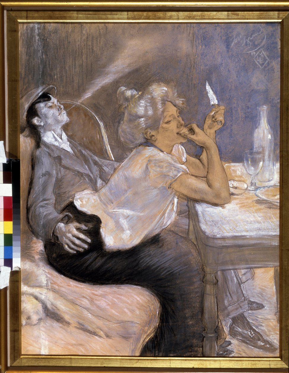 La cena de los apaches. Pintura de Louis Legrand (1863-1951) de Louis Auguste Mathieu Legrand