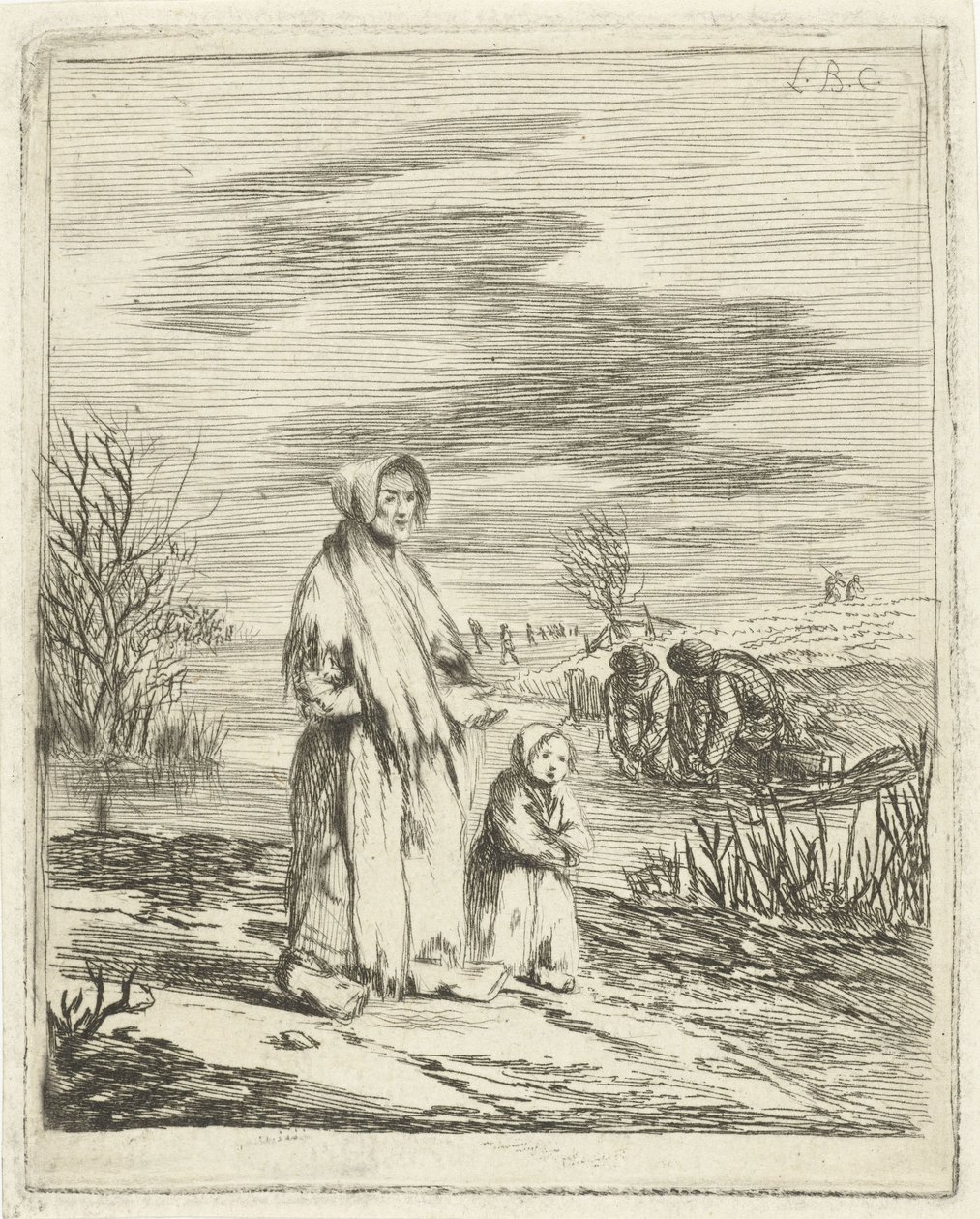 Mendigo con niño en una zanja de Louis Bernard Coclers