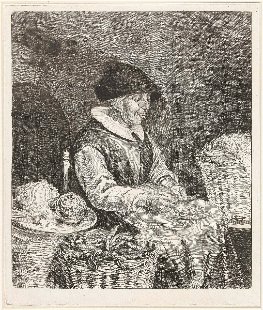 Coclers, L B, Anciana mojando judías (1780, Rijksmuseum Amsterdam) de Louis Bernard Coclers