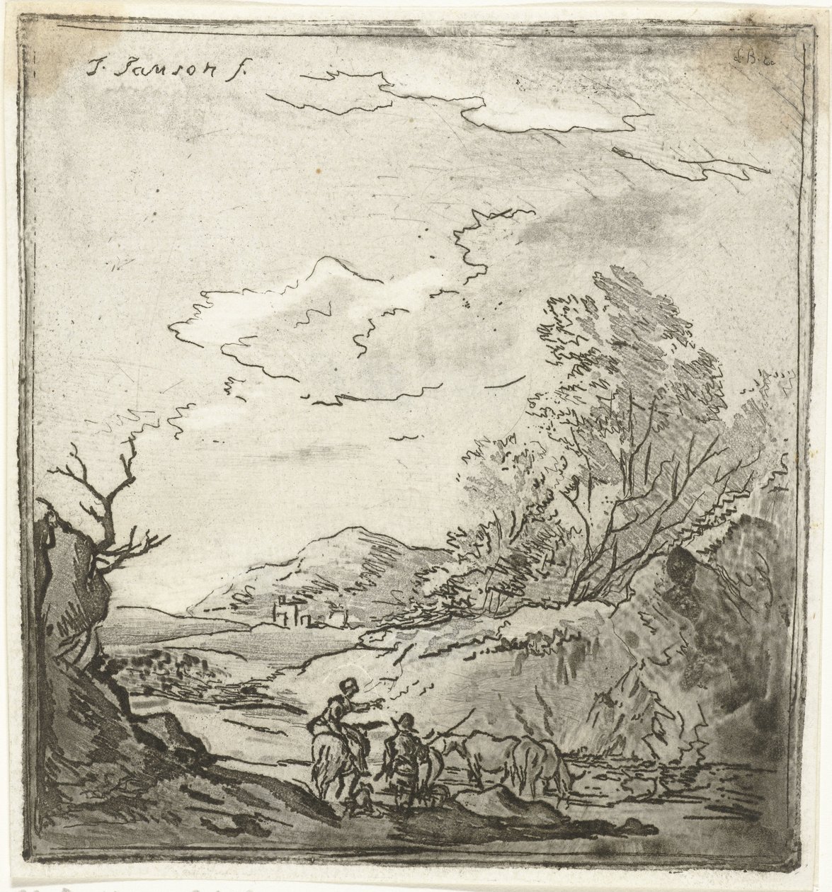 Paisaje con jinete y pastor de Louis Bernard Coclers