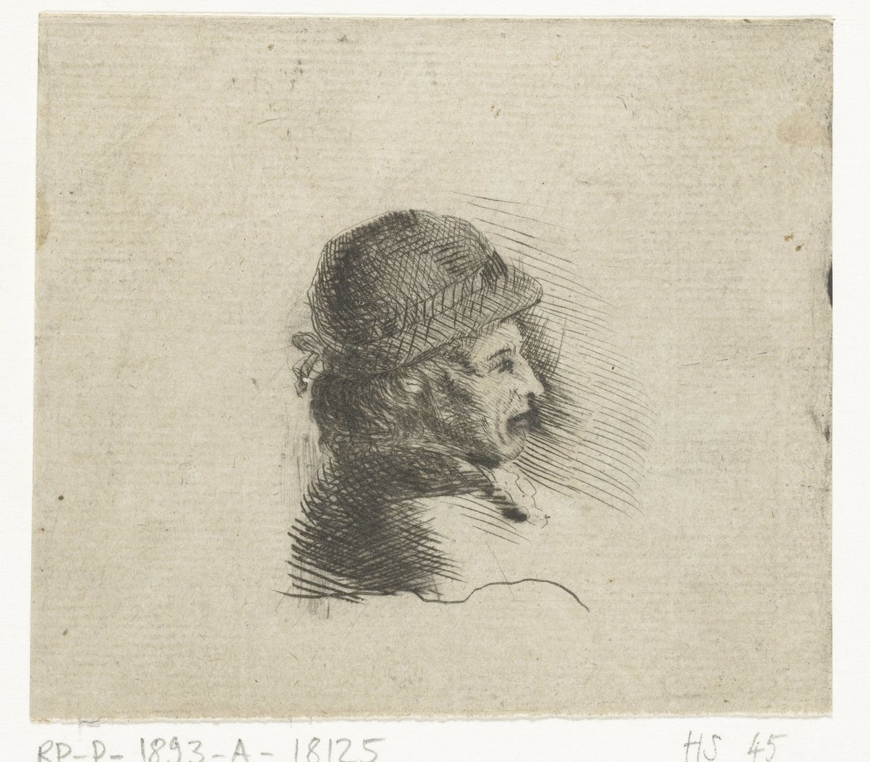 Cabeza de hombre con sombrero a la derecha. de Louis Bernard Coclers