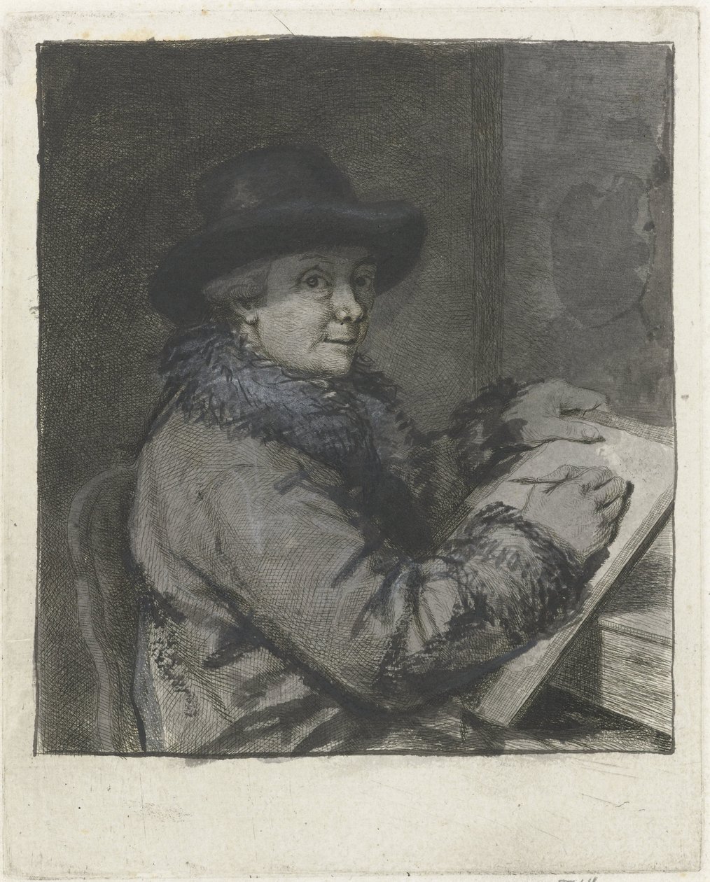Retrato del artista Johannes Janson, dibujo de Louis Bernard Coclers