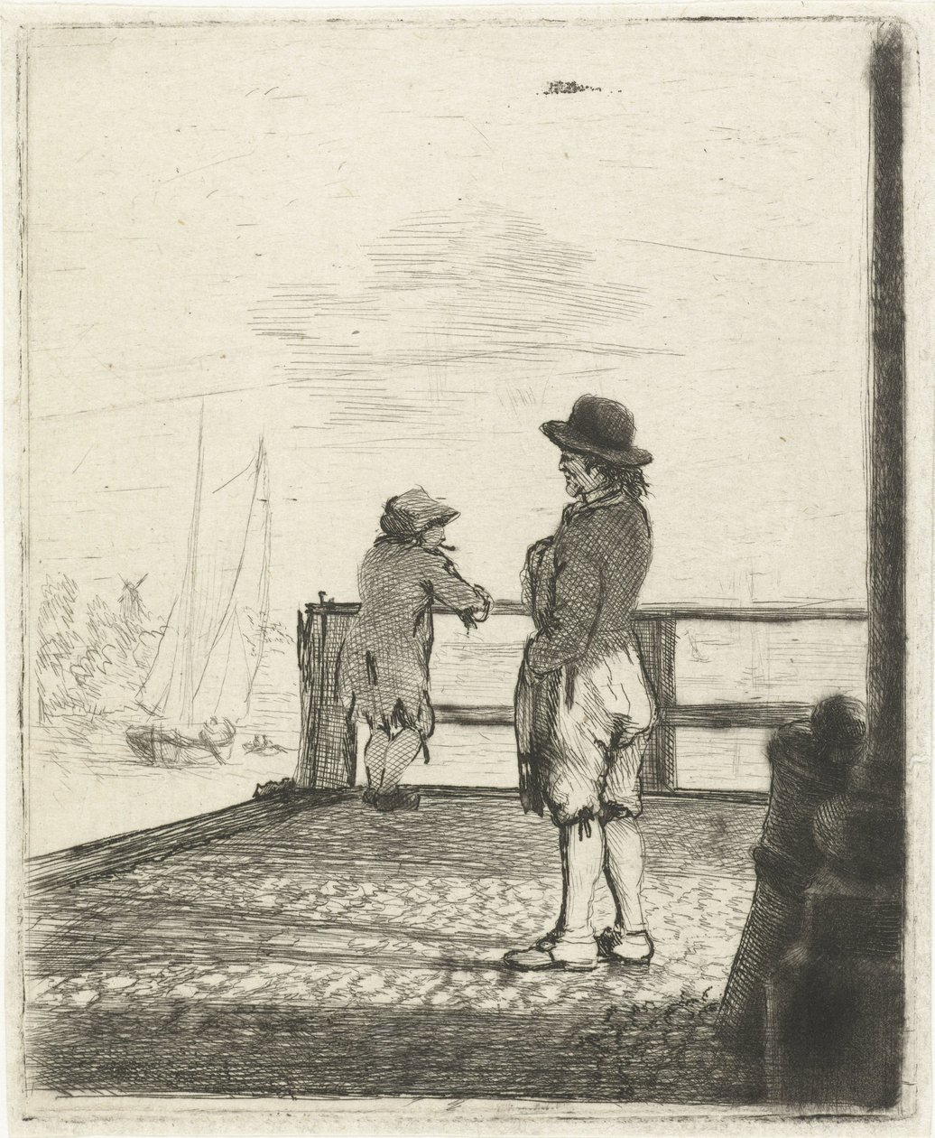 Dos marineros esperando en el puerto de Louis Bernard Coclers
