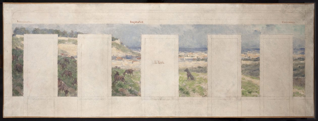 Boceto del ayuntamiento de Bagnolet: Vista de los alrededores de Bagnolet (este) de Louis Beroud
