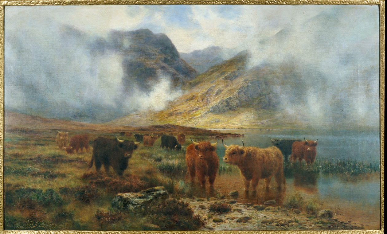 Por Loch Treachlan, Glencoe, nieblas matutinas, 1907 de Louis Bosworth Hurt
