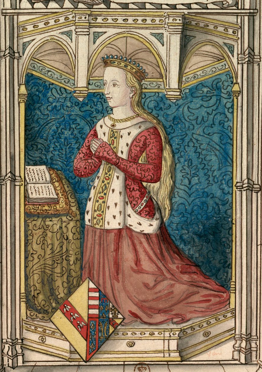 Dibujo de la vidriera de Yolande de Anjou en los Cordeliers de Angers (detalle) de Louis Boudan