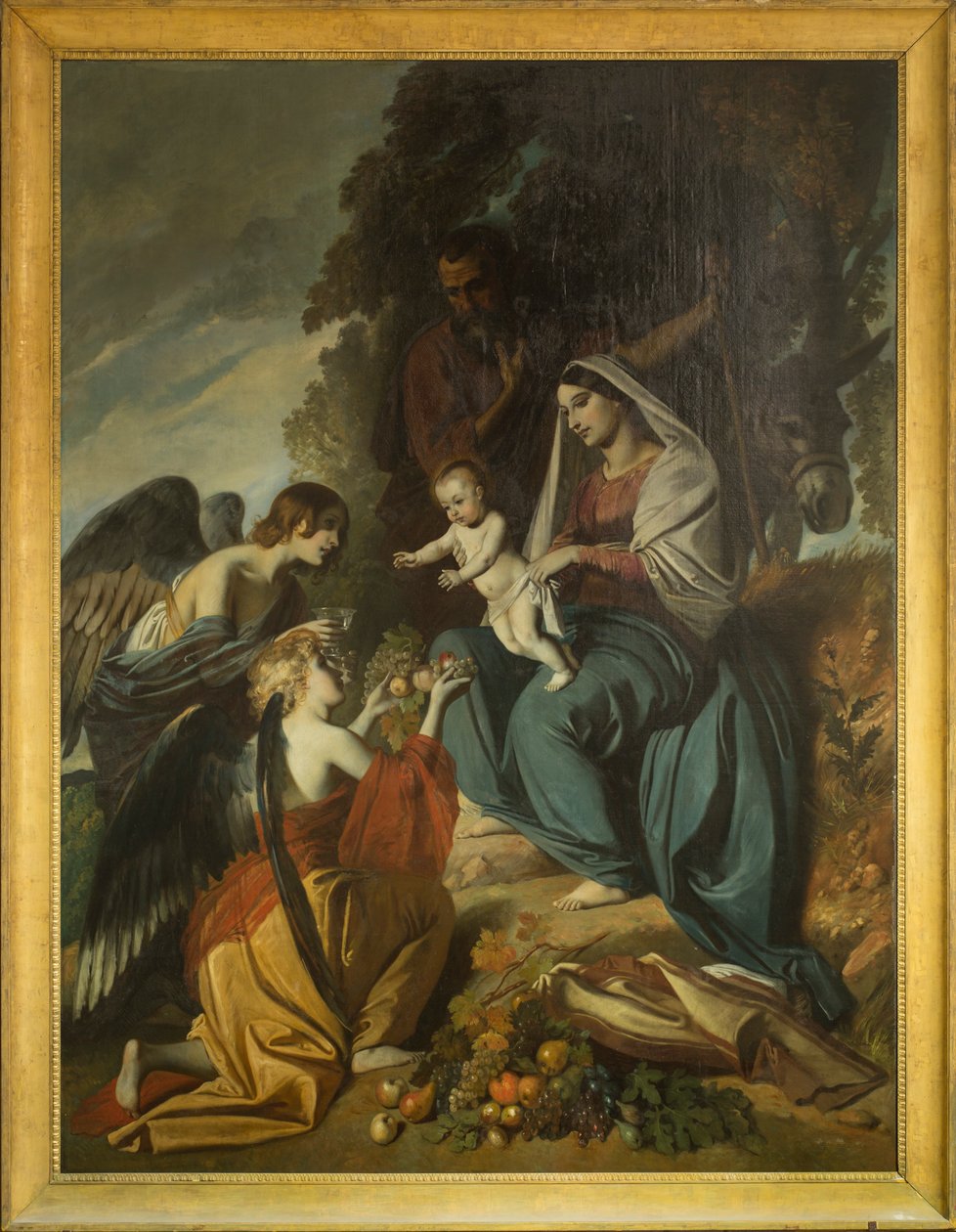 Ángeles alimentando a la Sagrada Familia. Nave de la Catedral de Sens de Louis Boulanger