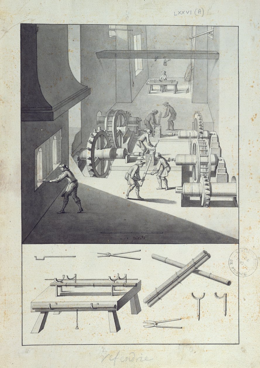Fabricación de cañones, dibujo para la 
