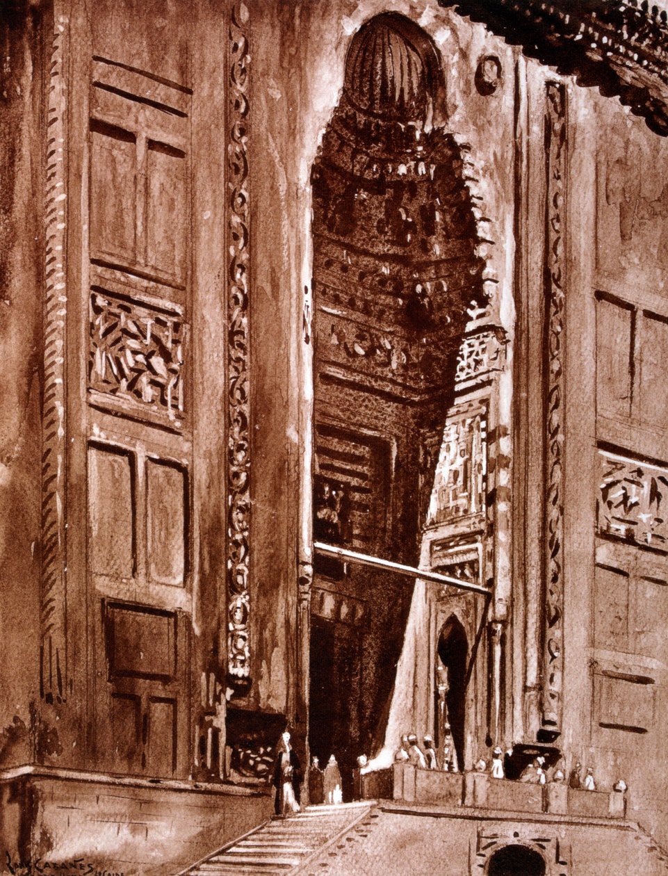 Entrada a la Mezquita del Sultán Hassan, 1928 de Louis Cabanes