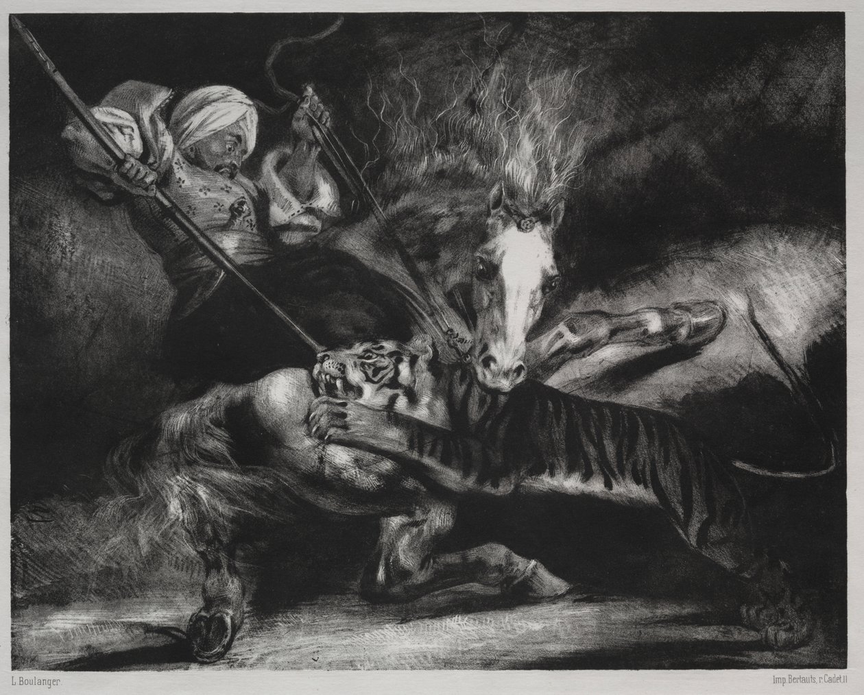 Un ataque de un tigre de Louis Candide Boulanger