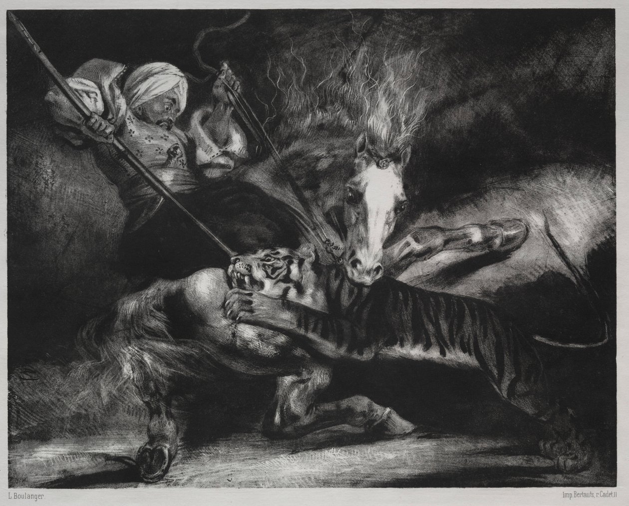 Un ataque de un tigre de Louis Candide Boulanger
