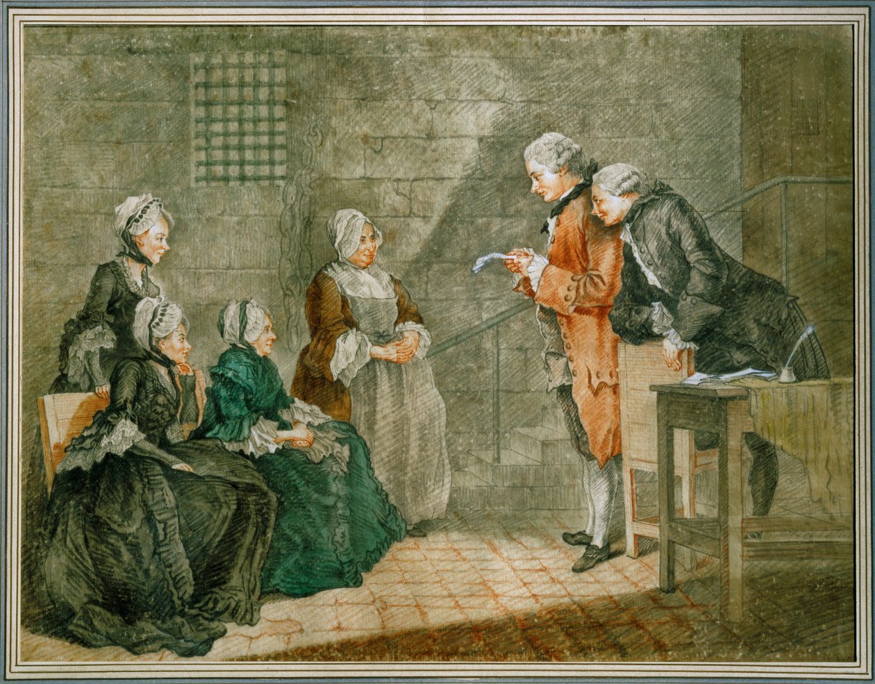La malheureuse famille Calas - Viuda e hijos Calasescuchan en la Conciergerie-prisión la anulación de la sentencia contra el padre ... de Louis Carrogis