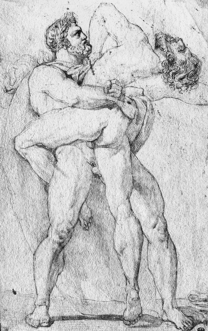 Hércules estrangulando a Anteo de Louis Charles Auguste Couder