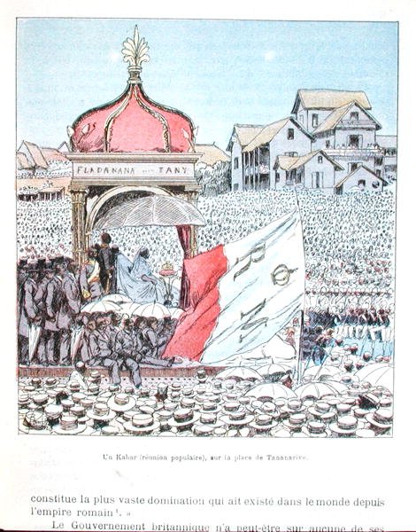 Reunión festiva en Tananarive con la Reina Ranavalona III (1862-1917), de 