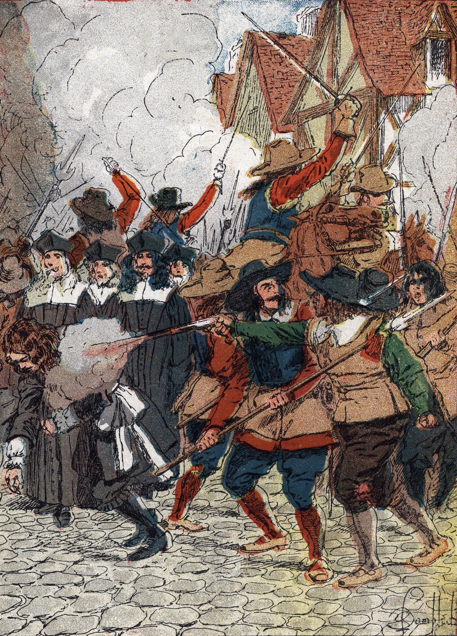 Fronde (1648-1653): el día de las pajillas el 4/07/1652, el Ayuntamiento fue incendiado y unos treinta notables, que se volvieron a favor del Rey Luis XIV porque deseaban poner fin al sitio de París, fueron masacrados por soldados disfrazados de trabajador de Louis Charles Bombled