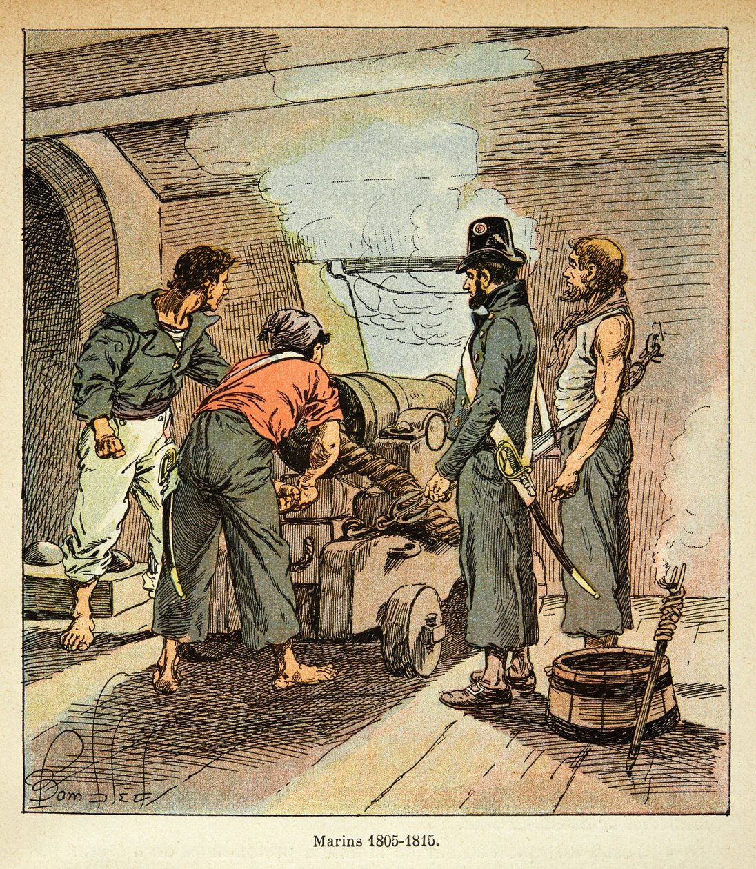 Ilustración de Bombled Louis (1862-1927) del libro “El Memorial de Santa Elena” de Conde Emmanuel de Las Cases (1766-1842): Marineros franceses entre 1805 y 1815, Colección privada de Louis Charles Bombled