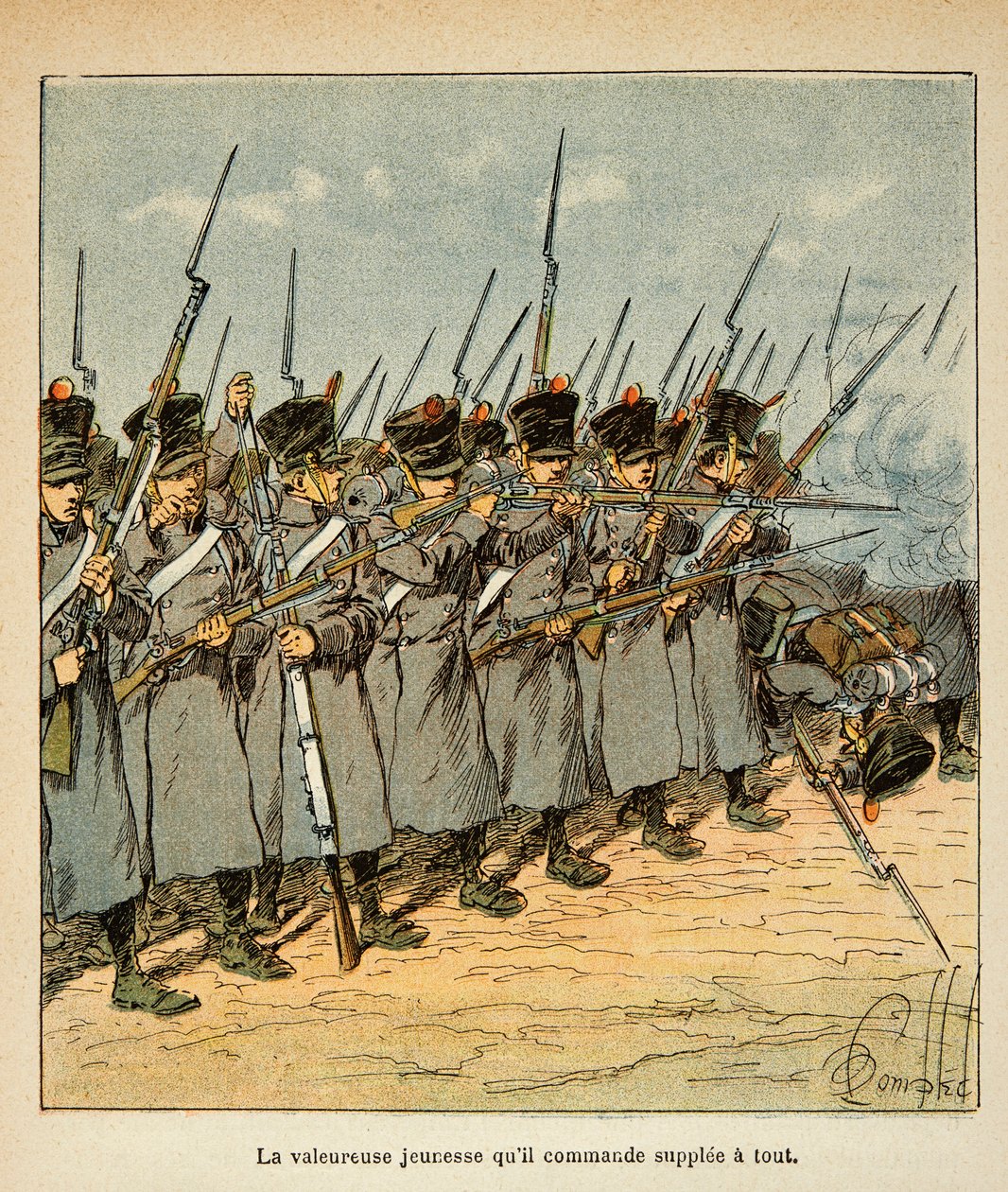 Ilustración de Bombled Louis (1862-1927) del libro “El Memorial de Santa Elena” de Conde Emmanuel de Las Cases (1766-1842): Los franceses durante la Batalla de Lützen en 1813, Colección privada de Louis Charles Bombled
