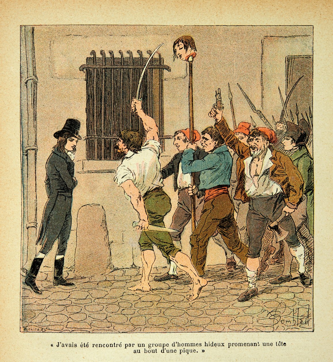 Ilustración de Louis Bombled (1862-1927) del libro El Memorial de Santa Helena de Conde Emmanuel de Las Cases (1766-1842): Bonaparte durante la Revolución Francesa enfrentándose a la multitud, Colección Privada de Louis Charles Bombled