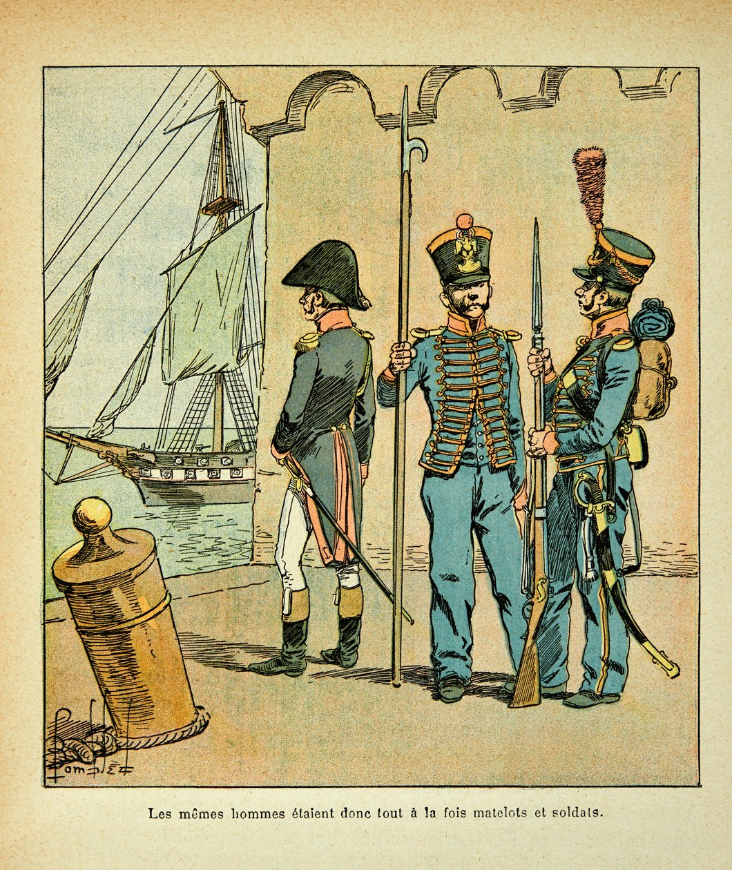 Marinero y soldado francés, de la colección privada de Louis Charles Bombled