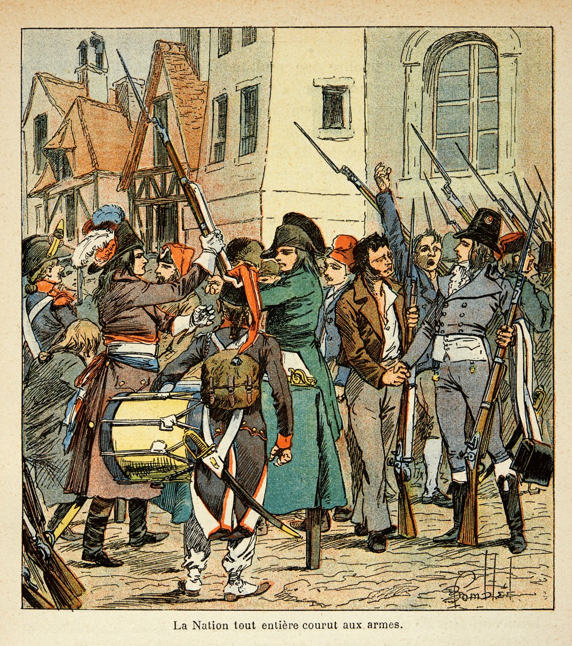 Toda la nación corrió a las armas contra los ingleses, de la colección privada de Louis Charles Bombled