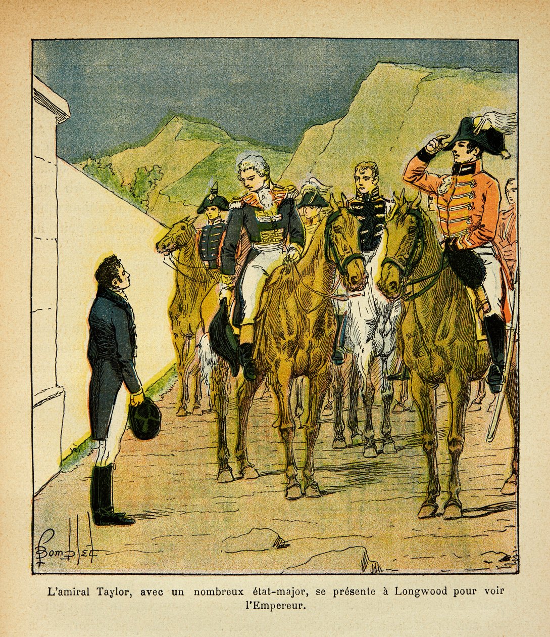El almirante Taylor con un Estado Mayor se presenta en Longwood para encontrarse con el emperador Napoleón, del libro 