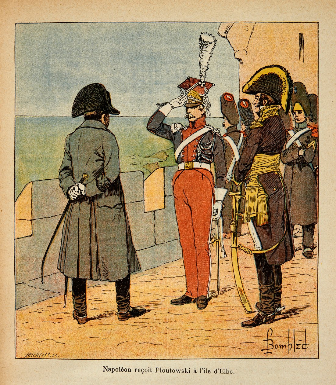 El emperador Napoleón recibe al mariscal Poniatowski en la isla de Elba, de la colección privada de Louis Charles Bombled