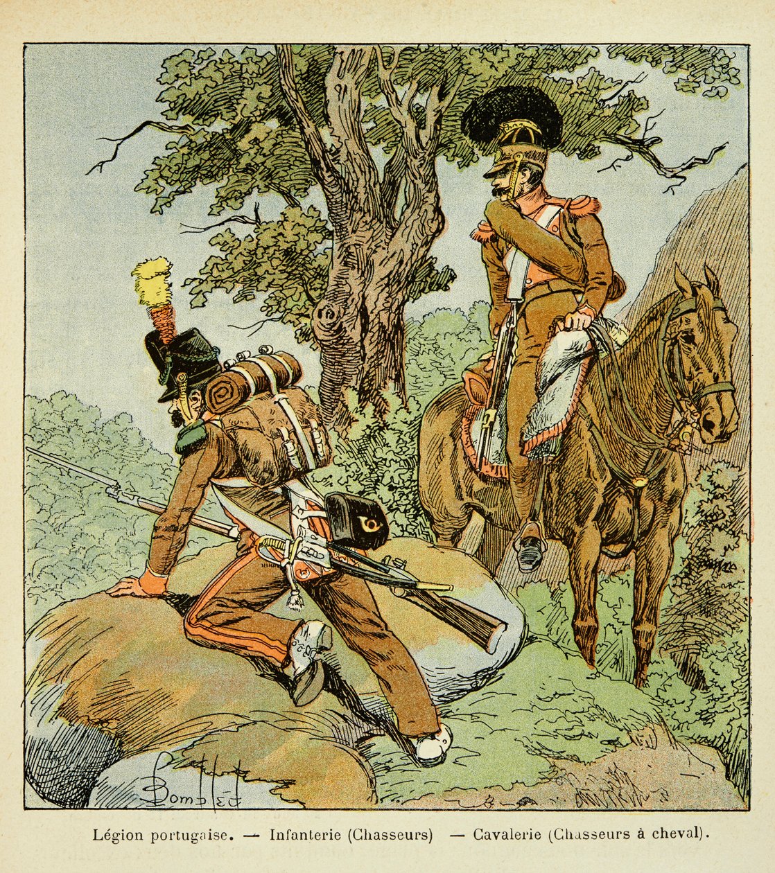Legión portuguesa: Infantería (cazadores) y caballería (cazadores a caballo), del libro 